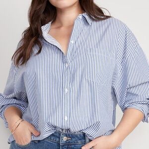 Old Navy Boyfriend Shirt Mini Blue Stripe